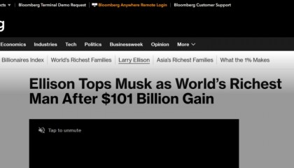 业绩亮眼，甲骨文创始人拉里·埃里森首登全球首富